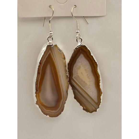 Agate Slice Drop Earrings - Picture 5 of 7